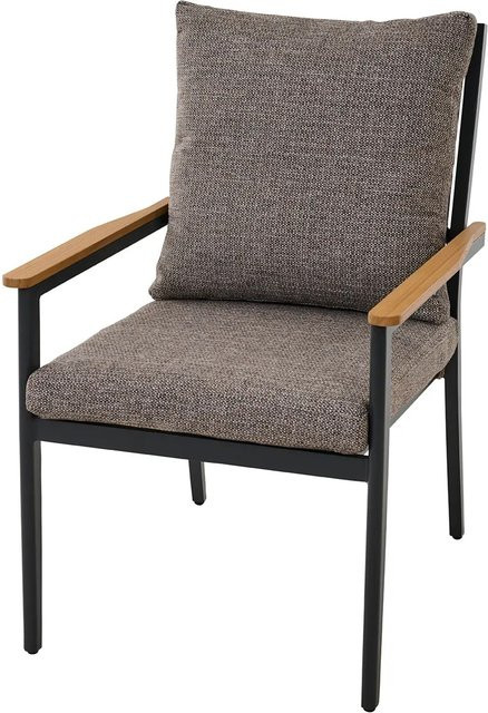 Siena Garden Sessel Liguria Comfort Plus mit Kissen aus Aluminium und Teakholz in Anthrazit, B/T/H: 79,5 x 64 x 97 cm - Bild 1