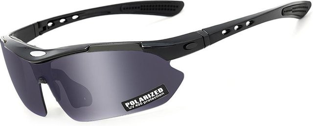 Sportsonnenbrille, Unisex, Vollrand, rot, schwarz, polarisiert, lichtverfärbend - Bild 1