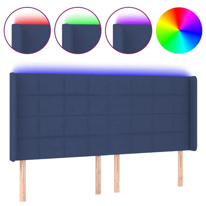 Vidaxl Bettkopfteil mit LED in Blau, gepolstert, B: 203 cm, H: 118/128 cm, T: 16 cm - Bild 4