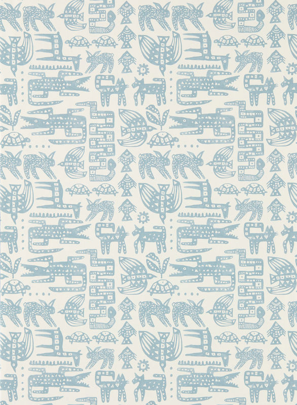 Scion Tapete Twycross in Coast Blue mit Tier-Motiven und geometrischem Mid-Century Design aus Vlies - Bild 2