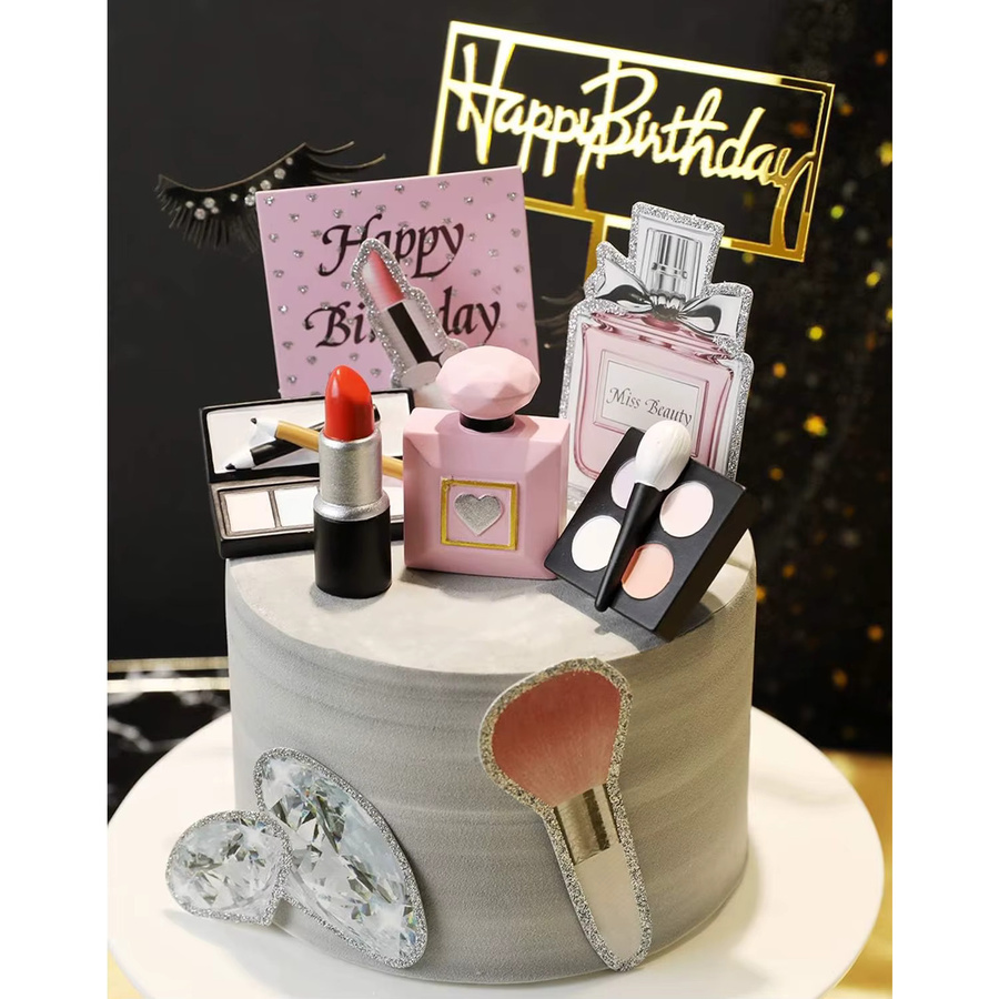 4er-Pack Make-up-Kuchenaufsätze aus Kunststoff in Mehrfarben für Geburtstagsparty-Dekorationen - Bild 4