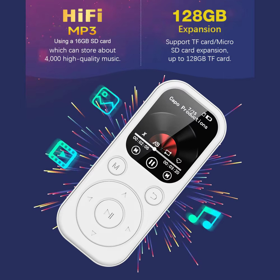 Tragbarer MP3-Player von ockcic mit 1,8 Zoll Display, Bluetooth 5.4, FM-Radio und eBook-Funktion in Schwarz - Bild 3