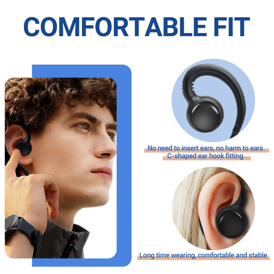 ABBREE C-förmiger In-Ear-Ohrhörer mit PTT für Motorola Walkie Talkie HKLN4604 CP200 GP2000, Schwarz - Bild 2