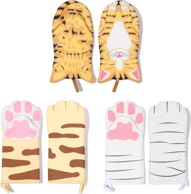 Hitzebeständige Backhandschuhe aus Baumwolle mit süßem Katzenpfoten-Muster zum Schutz vor Verbrennungen - Bild 1