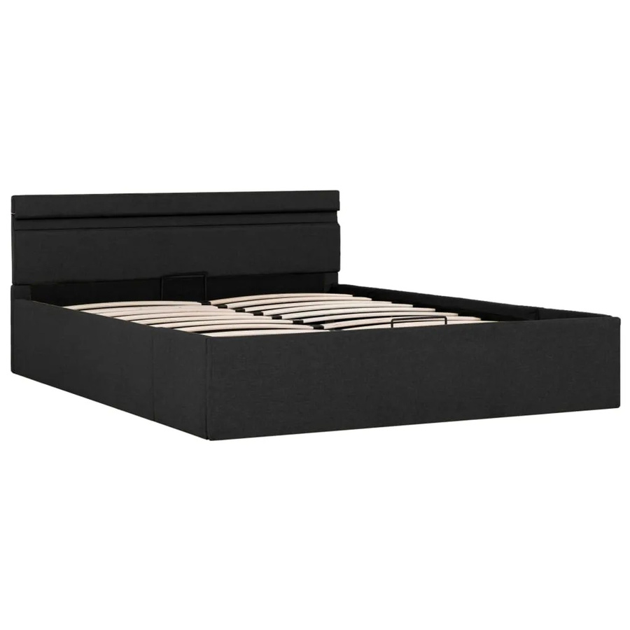 vidaXL Bett mit hydraulischem Bettkasten, LED-Beleuchtung und USB-Anschluss, Dunkelgrau, Stoff, B/T: 140 x 200 cm - Bild 2