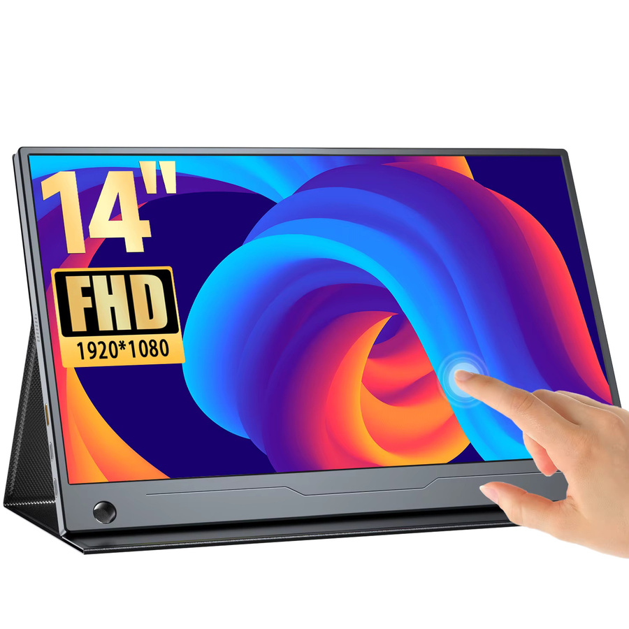 UPERFECT Tragbarer 14 Zoll Touchscreen-Monitor Full HD 1080P HDMI in Schwarz - Bild 1