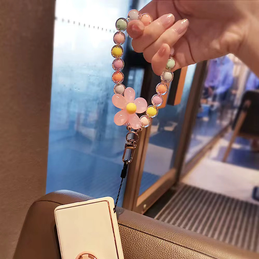 Handy Anti-Lost Lanyard für Damen mit bunten Macaron Perlen als kurzes Handgelenk-Schlüsselanhänger in Multicolor - Bild 3