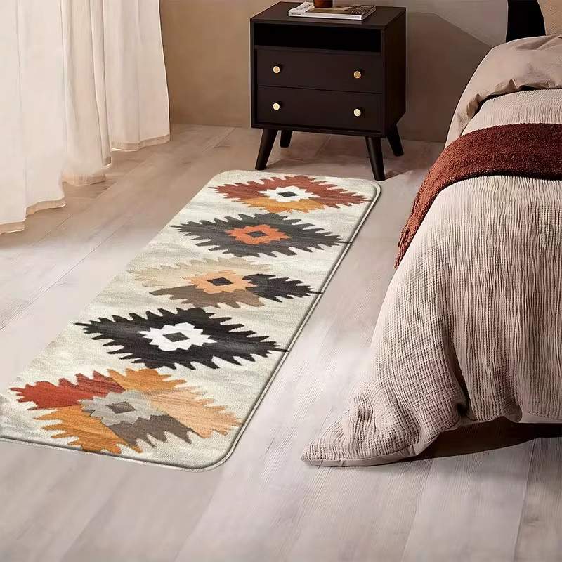 VIKAMA Bohemian Vintage Teppich, rechteckige rutschfeste Bodenmatte in Multicolour, B/T: 120 x 40 cm - Bild 3