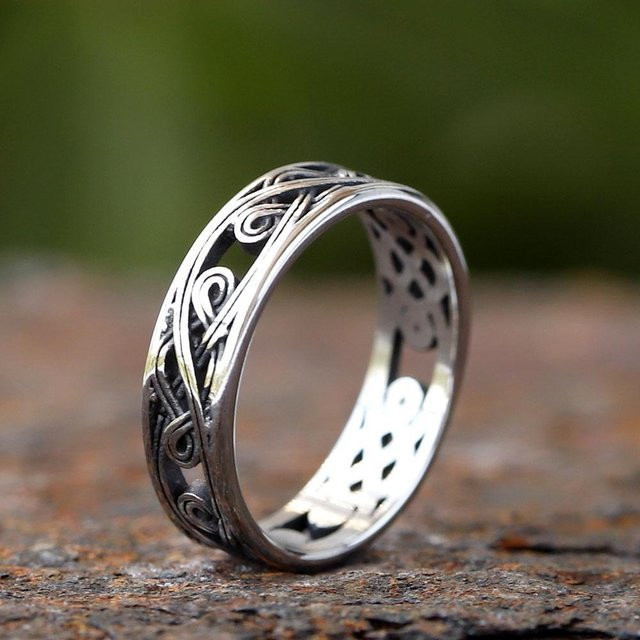 Rui Di Ring Edelstahl, Keltisches Knotenmuster, Schwarz, Herren - Bild 1