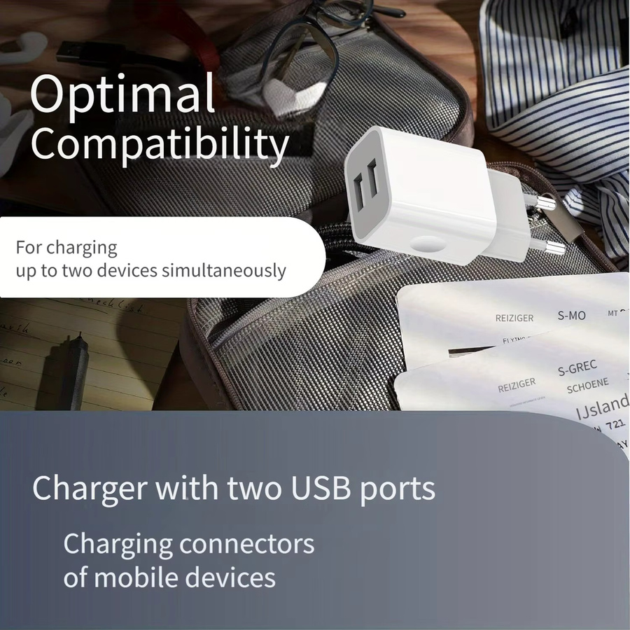 TAQKRED USB-Wandladegerät mit Dual Port Quick Plug Cube, 2,1 A Ladegerät-Adapter in Weiß - Bild 1