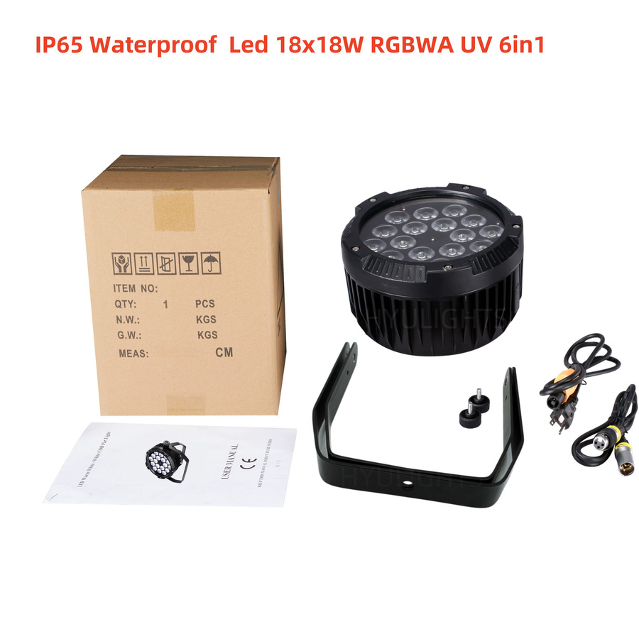 HYULIGHTS RGBWA/VU 6in1 LED Outdoor Bühnenlicht, IP65 Wasserdicht, Aluminium, Schwarz, DMX512 Steuerung für professionelle DJ-Einsätze - Bild 5
