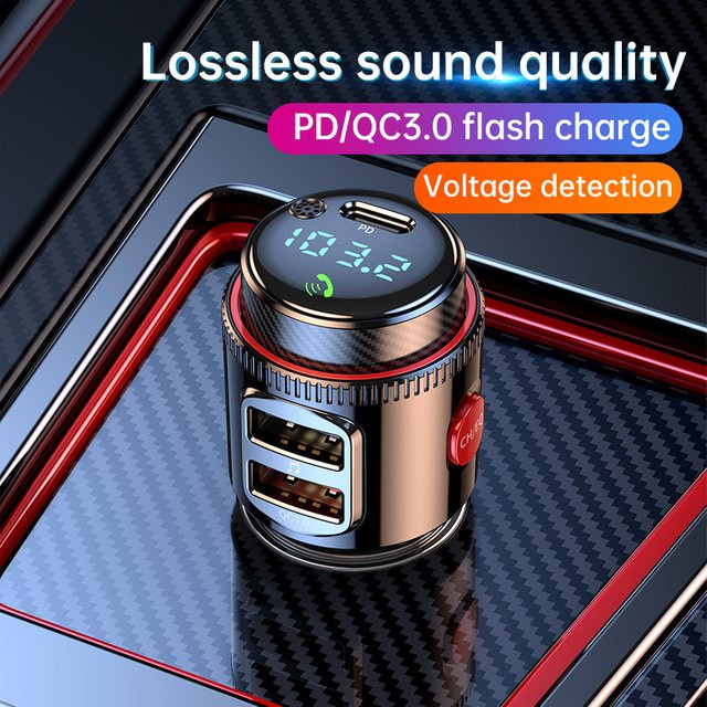 Korseed Bluetooth 5.4 Auto-Adapter mit AUX-FM-Transmitter und USB-C Schnellladefunktion QC3.0 PD 30W in Schwarz - Bild 1