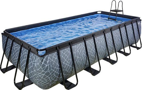 EXIT Toys Stone Pool rechteckiger Stahlrahmen Pool in Grau inklusive Filterpumpe und Poolleiter, B/T/H: 540 x 250 x 122 cm - Bild 1