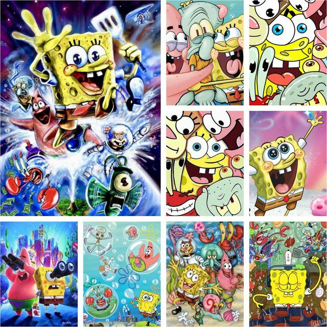 Potdemiel DIY Diamant Malerei Set SpongeBob Schwammkopf Mosaik Kit Multicolor für Kinder - Bild 1