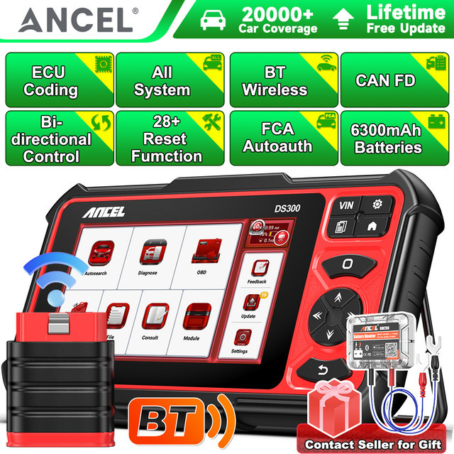 ANCEL DS300 BT CANFD OBD2 Allsystem-Scanner mit bidirektionaler ECU-Codierung in Schwarz - Bild 1