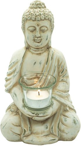 NOOR living Buddha Figur aus Keramik in Beige, B/H: 12,5 x 24,2 cm - Bild 1