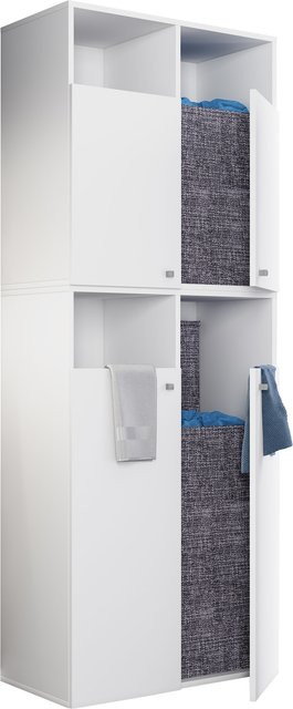 VCM Holz Wäscheschrank Dreso XXL4f für das Badezimmer, H x B x T: 184 x 80 x 39 cm - Bild 1