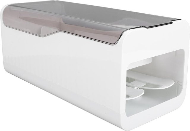 CosyHome Eieraufbewahrungsbox mit Rollfunktion aus lebensmittelechtem Kunststoff in Grau und Weiß - Bild 1