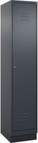 C+P Spind Classic PLUS Garderobenschrank mit Sockel, 1 Abteil, Anthrazit/Schwarz, H x B x T: 195 x 40 x 50 cm, mit Zylinderschloss und 4 Garderobenhaken - Bild 1