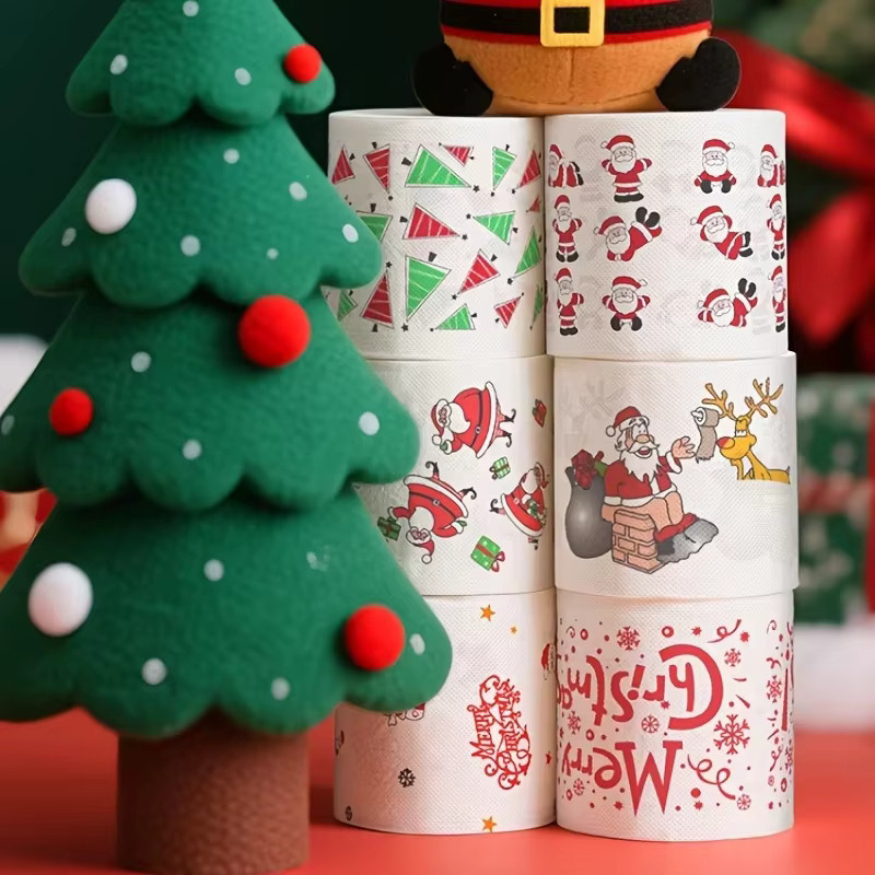 Dekoratives Toilettenpapier mit Weihnachtsmann-Muster in Mehrfarbig - Bild 3