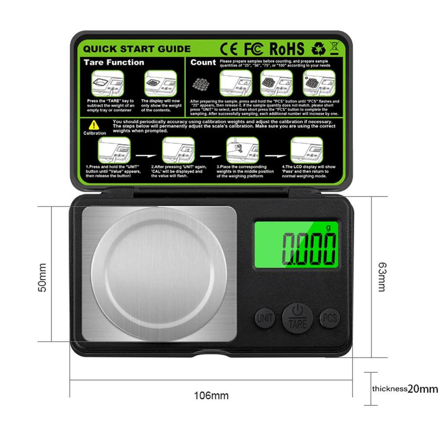 Mini Digitale Milligramm Waage mit 0,001g Genauigkeit für Schmuck und Küche, Tragbare Elektronische Waage mit Display, 100g Kapazität - Bild 6