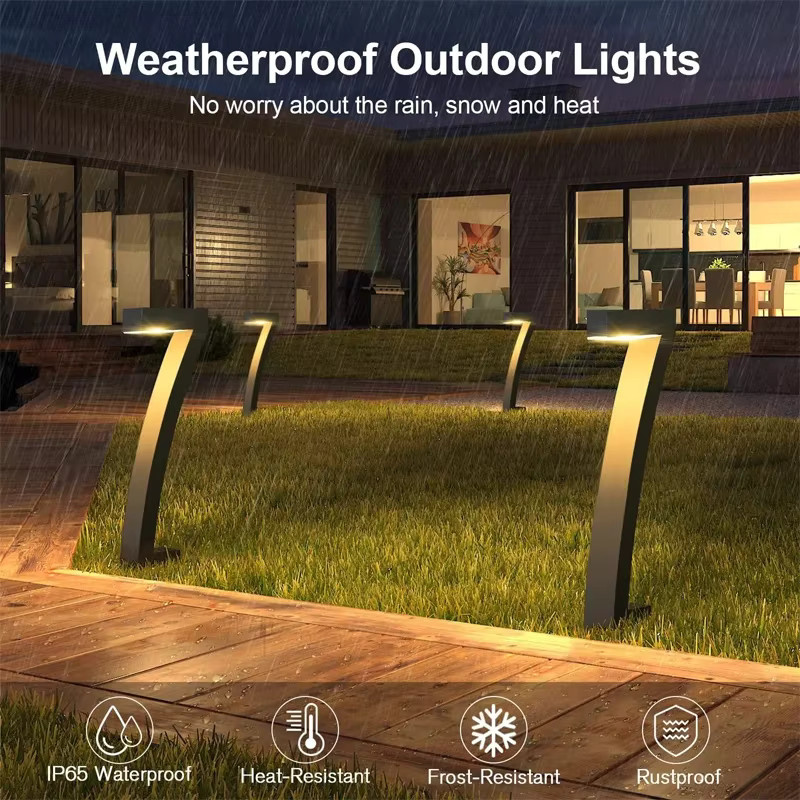 LINYILIGHT Solarbetriebene LED Außenbeleuchtung in Schwarz mit warmweißem Licht für Garten, Terrasse und Gehweg - Bild 4