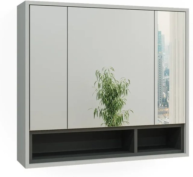 Vicco Spiegelschrank Beatrice modern in Grau Anthrazit, B/H: 80 x 72 cm - Bild 2