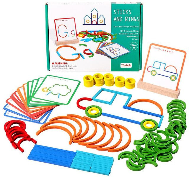 Kidsly Holz Stäbe und Ringe Puzzle, Lernspielzeug, ab 3 Jahre - Bild 1