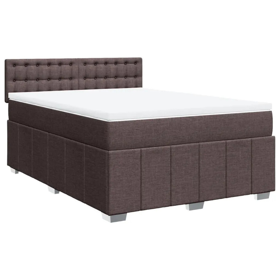 vidaXL Boxspringbett mit Matratze Dunkelbraun, Hybridbett mit Taschenfederkern aus Stoff und Kiefernholz, Breite: 160 cm, Tiefe: 200 cm - Bild 2