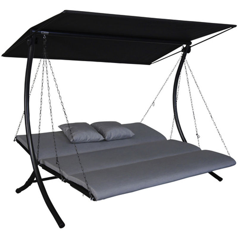 Angerer Hollywoodschaukel Swing 3-Sitzer Granit Grau mit Auflagen und Sonnendach - Bild 2