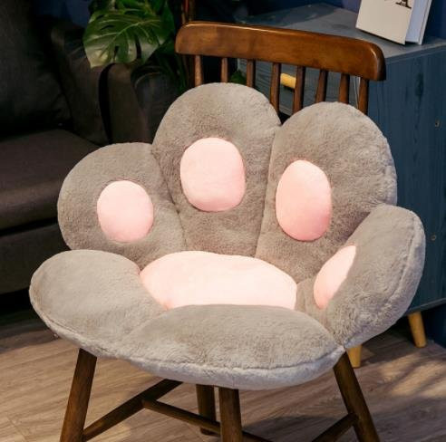 Binchi Fitness Kawaii Katzenpfote Bodenkissen aus Plüsch in Grau, B/H: 70 x 60 cm - Bild 1