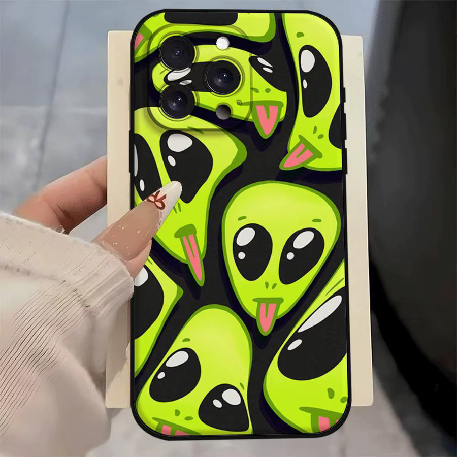 Mesuca Handyhülle mit Cartoon-Alien-Design für iPhone, matte weiche Silikonhülle - Bild 4