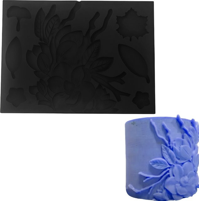 Meibum Relief Magnolia Silikonmatte in Schwarz für Fondant, Kuchen und Schokolade - Bild 1