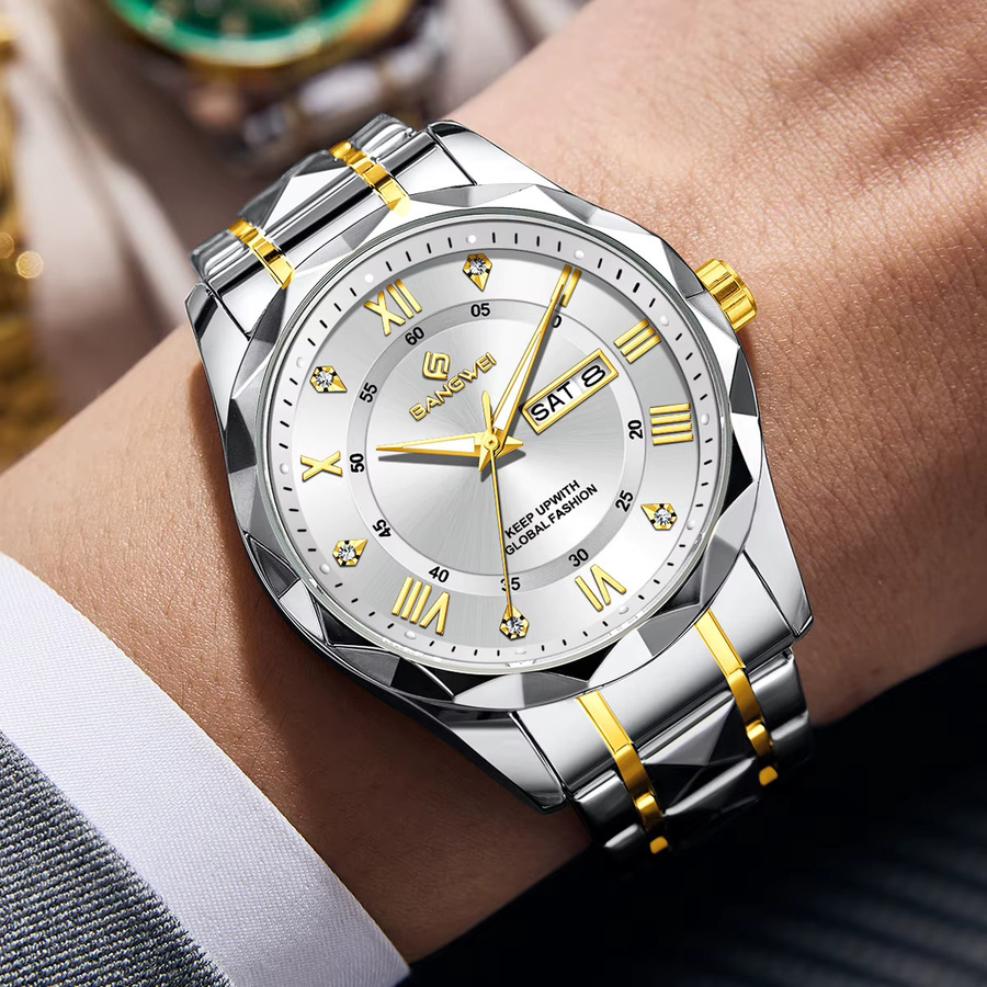 BANGWEI Armbanduhr Quarz, Edelstahl, Blau, Herren - Bild 5