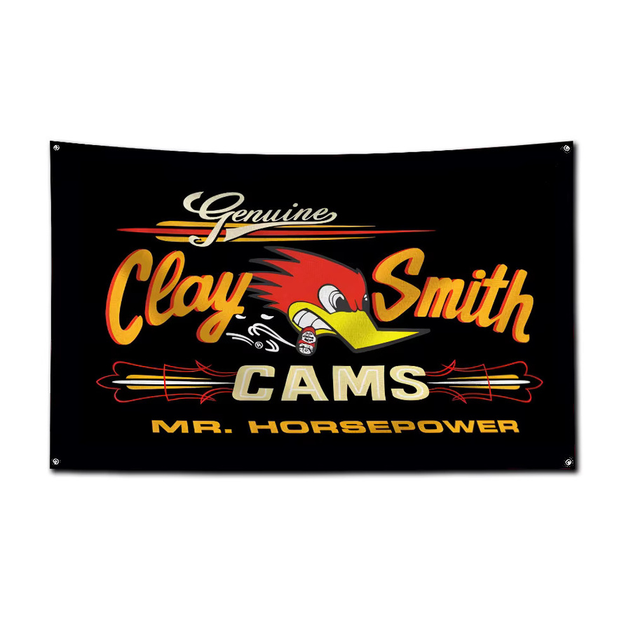 Mr.Horsepower Clay Smith Cams Mooneyes Flagge aus Polyester als Digitaldruck Banner für deine Garage oder Outdoor-Dekoration, Multicolor, Breite: 152,4 cm, Höhe: 91,44 cm - Bild 2