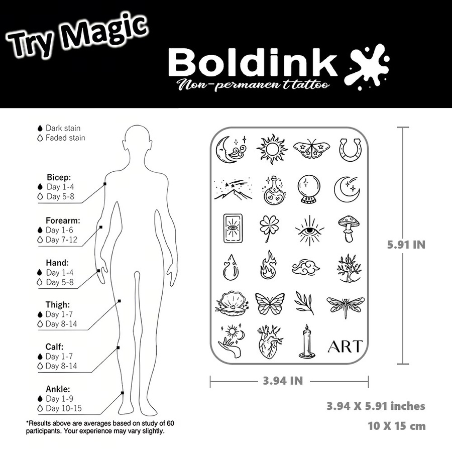 BOLDINK Mystic Magic Nature Symbol Tattoo-Aufkleber, Unisex - Bild 3