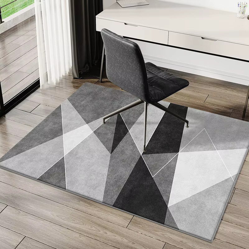 VIKAMA Moderner Minimalistischer Teppich in Grau mit Geometrischem Muster und Rutschfester Unterseite für Home Office und Schlafzimmer - Bild 4
