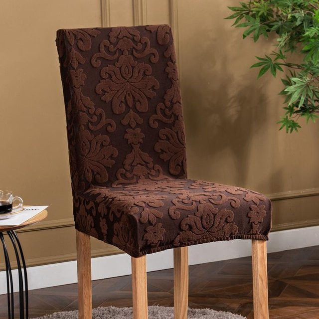 Elastische Stuhlhusse aus Jacquard für Esszimmer und Bankette, Schwarz - Bild 1