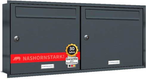 AL Briefkasten für 2 Parteien zur Unterputzmontage, grau, B/H/T: 80,6 x 38,5 x 11,6 cm - Bild 1