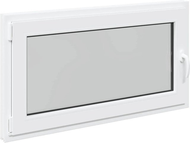 vidaXL Kellerfenster RISOR Weiß aus PVC und Glas, B/H: 110 x 70 cm, Kipp- und Drehfunktion - Bild 1
