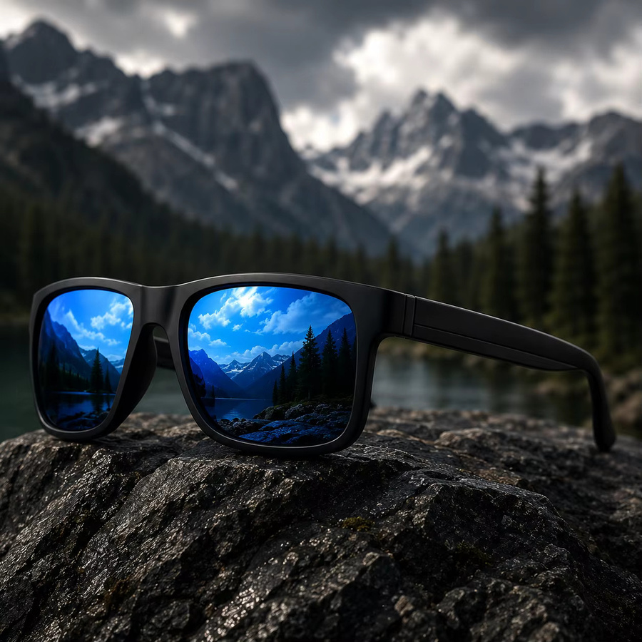 AWGSEE Sonnenbrille, Vollrand, Quadratisch, Schwarz, Kunststoff, Herren - Bild 4