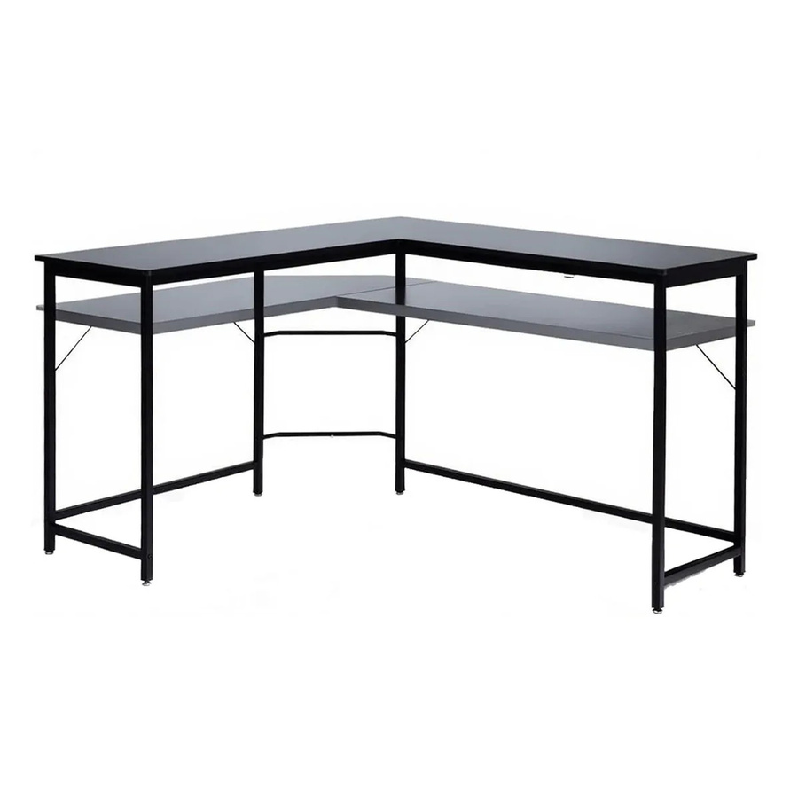 Costway Eckschreibtisch in L-Form in Schwarz, moderner Schreibtisch für das Home-Office, B/T/H: 168 x 125 x 74 cm - Bild 2