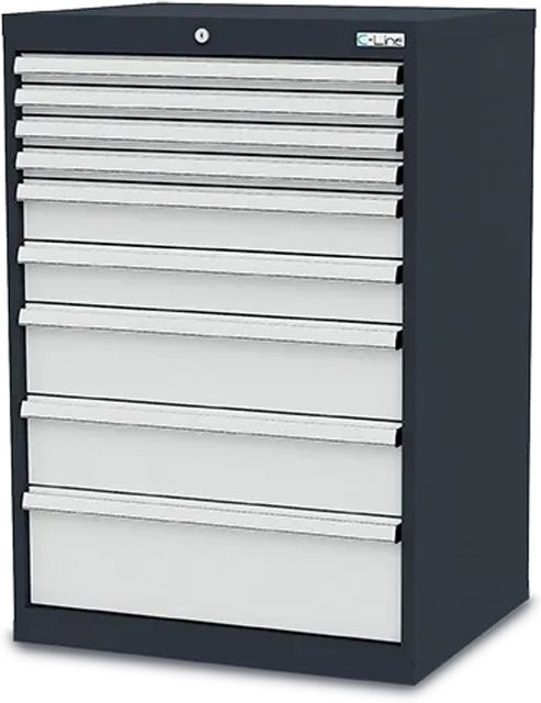 Simplaflex Schubladenschrank aus Stahlblech in Anthrazitgrau, B/T/H: 70 x 57,5 x 102 cm - Bild 1