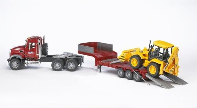 Bruder MACK Granite Tieflader und JCB 4CX Baggerlader Modellfahrzeug - Bild 2