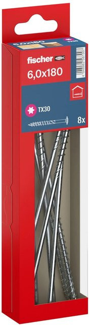 Fischer Holzbauschraube PowerFast II Tellerkopf TX Teilgewinde Ø 6 x 180 mm, 8 Stück, verzinkt, silber/blau - Bild 1