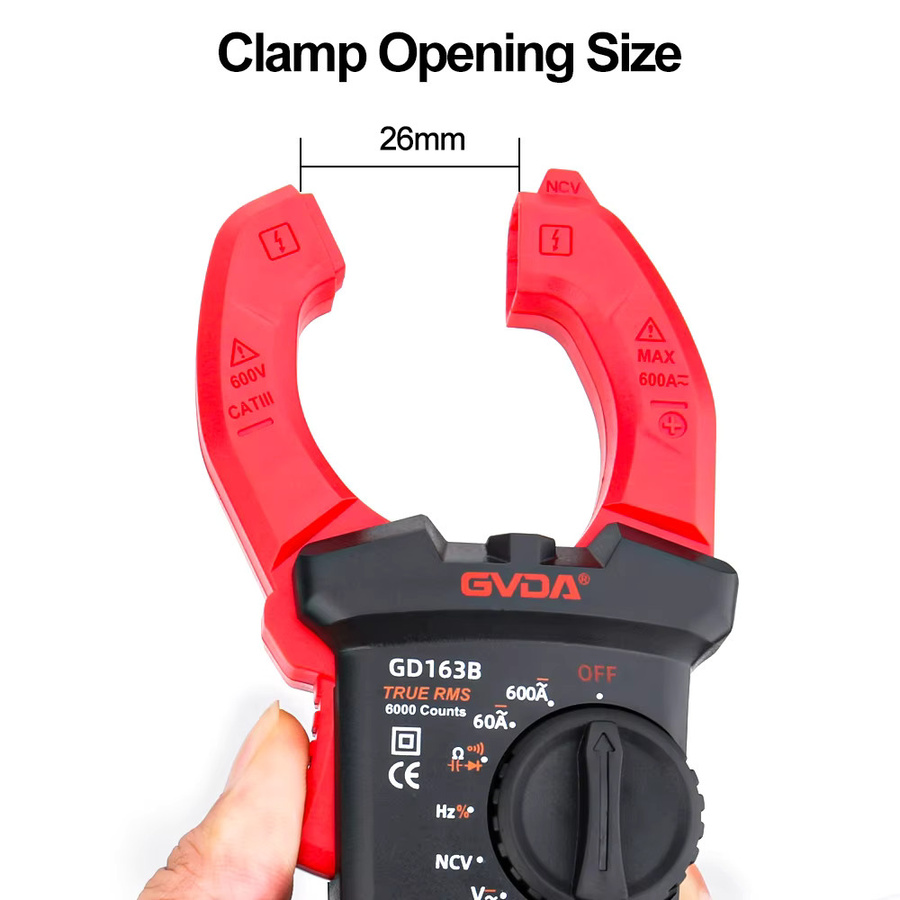 GVDA Digital Mini Clamp Meter Multimeter True RMS mit AC/DC Spannungstest, Ampere, Hz, Kapazität und NCV in Rot - Bild 3