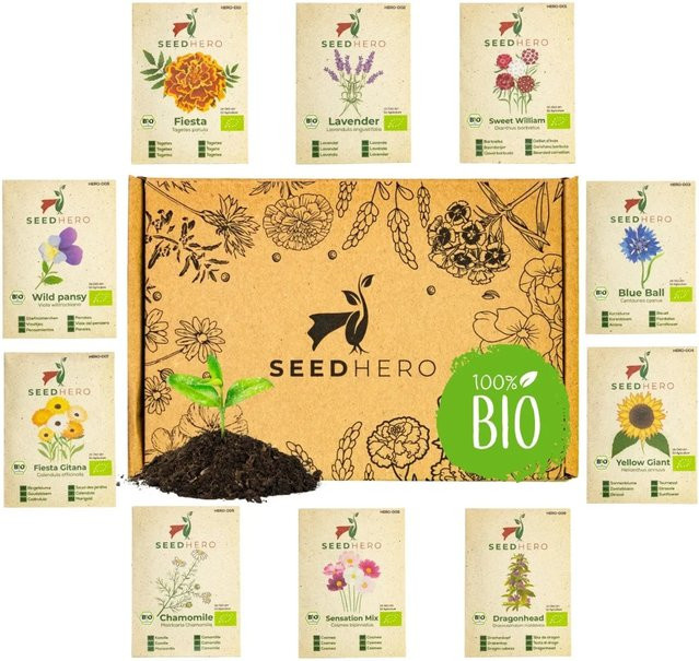Seedhero BIO Essbare Blüten Blumensamen Set mit 10 Sorten - Bild 1