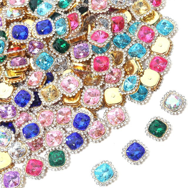20 Stück Quadrat Nähen Strass Kristalle in Multicolour und Purple für DIY Handwerk und Kleidung Dekoration - Bild 1