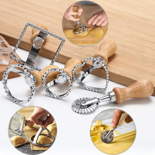 WIKHOSTAR Ravioli Maker Set aus Edelstahl in Silber, runder Nudelstempel und Ausstecher für die Küche - Bild 1