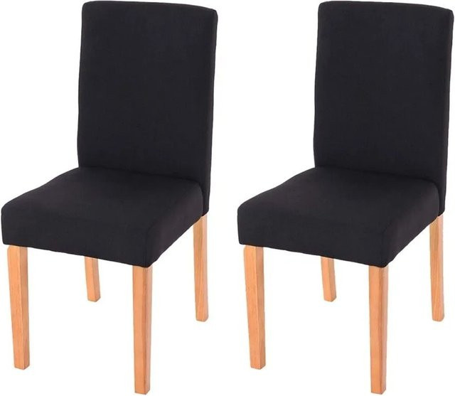 MCW Esszimmerstuhl Littau 2er-Set aus Textil in Schwarz mit hellen Gummholzbeinen - Bild 2